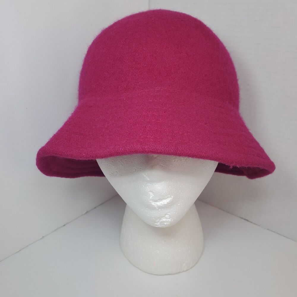 Vtg Betmar #507 Womens 100% Wool Bucket Hat Pink Felt Made In Hong Kong